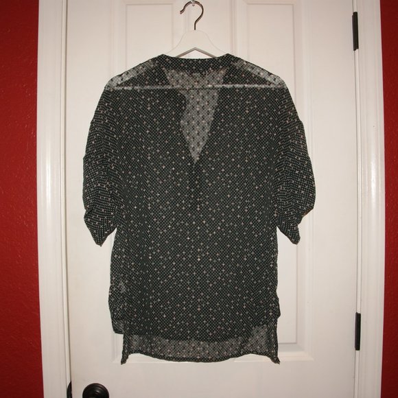 CABI #239 Sheer Black Swiss Polka Dots Blouse sz S - Picture 9 of 14